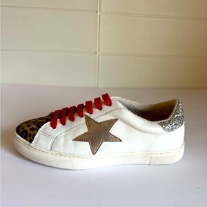 STEVEN New York by Steve Madden Rubie Star Leopard Glitter Sneakers Size 8.5